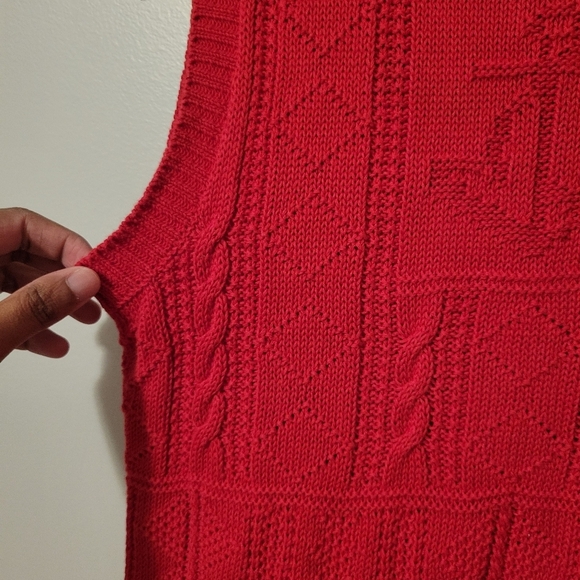 Ralph Lauren Red Cable Knit Linen Cotton Preppy Sweater Vest. Size M - Picture 6 of 6